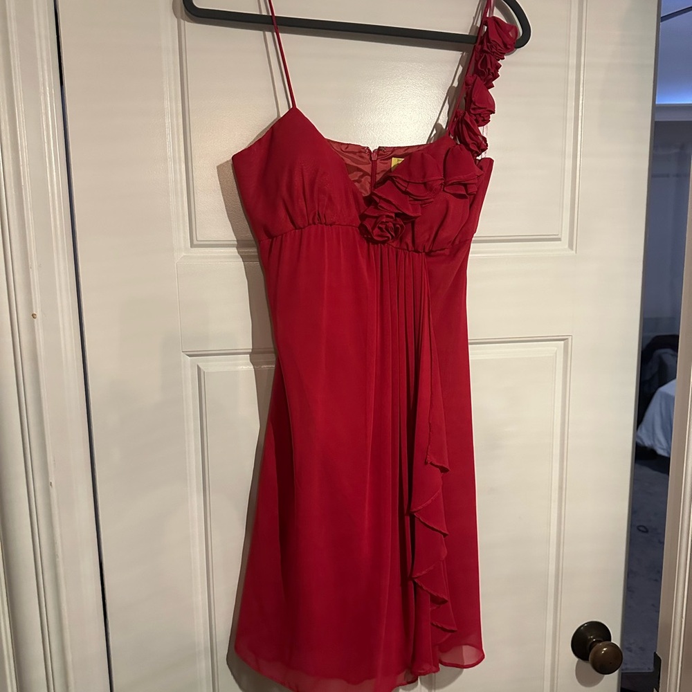 Elegant Red Ruffle Dress